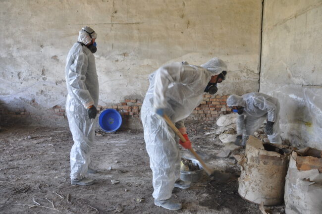 Drums with pesticides in Ziraki, Tajikistan, Environmental Health and Pollution Management Institute, EHPMI, Peshsaf